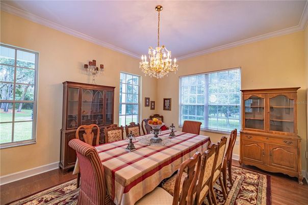 Chandelier, Dining room, Interior, Wood Texture Flooring