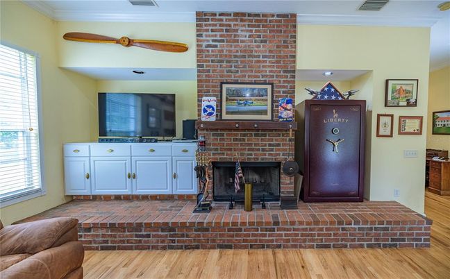Fireplace, Interior, Stone Walls, Wood Texture Flooring