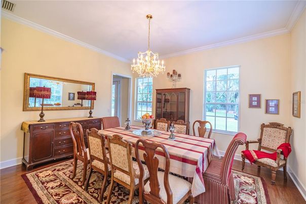 Chandelier, Dining room, Interior, Wood Texture Flooring