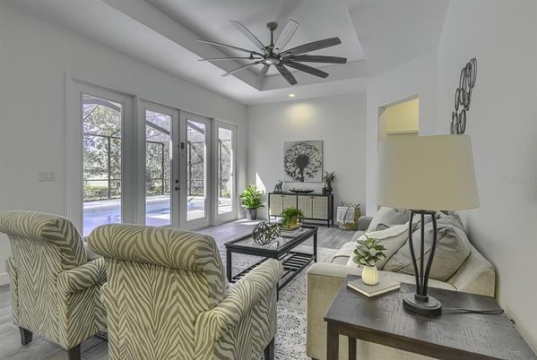 Interior, Living room, Recessed Lighting, Wood Texture Flooring