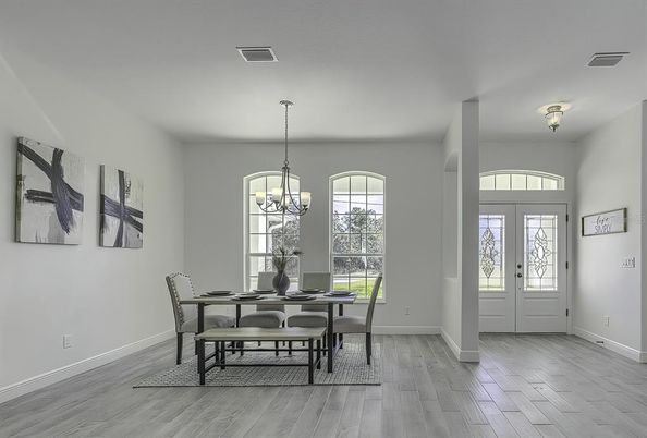 Chandelier, Dining room, Interior, Pendant Lights, Wood Texture Flooring