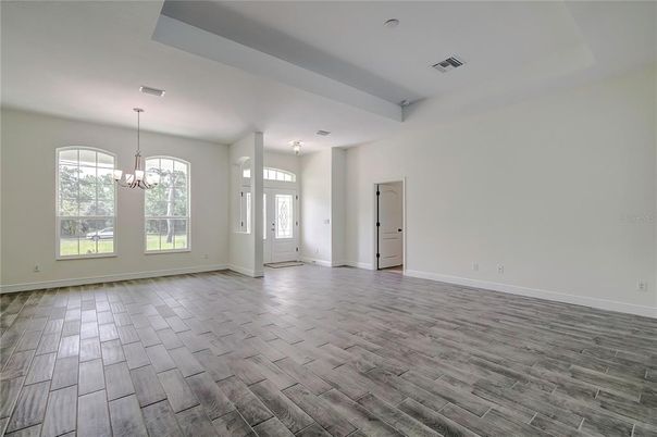 Chandelier, Empty room, Interior, Wood Texture Flooring