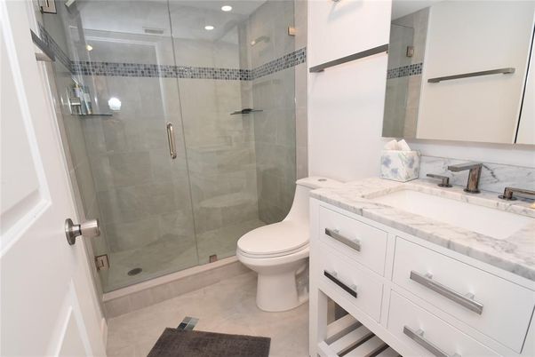 Bathroom, Glass Shower, Interior, Recessed Lighting