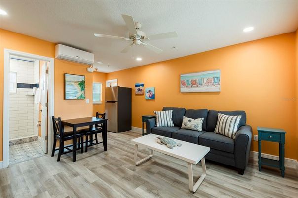 Dining room, Interior, Living room, Recessed Lighting, Wood Texture Flooring