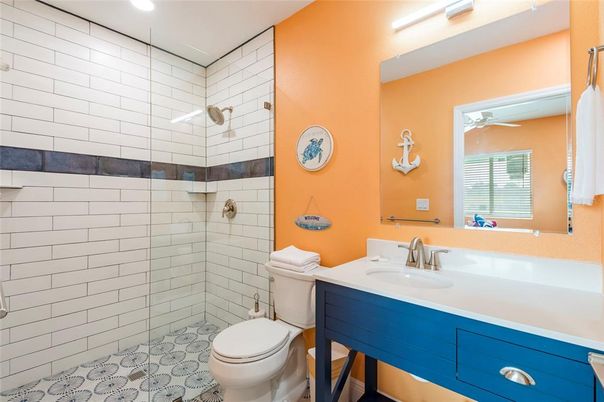 Bathroom, Glass Shower, Interior, Recessed Lighting