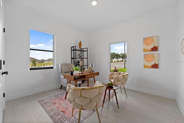 Home Office, Interior, Recessed Lighting, Wood Texture Flooring