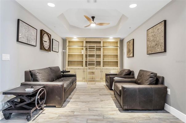 Interior, Living room, Recessed Lighting, Wood Texture Flooring