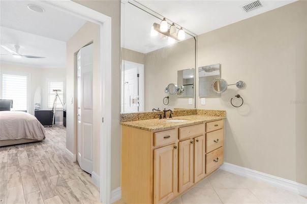 Bathroom, Bedroom, Dual Sink Vanities, Interior, Marble, Wood Texture Flooring