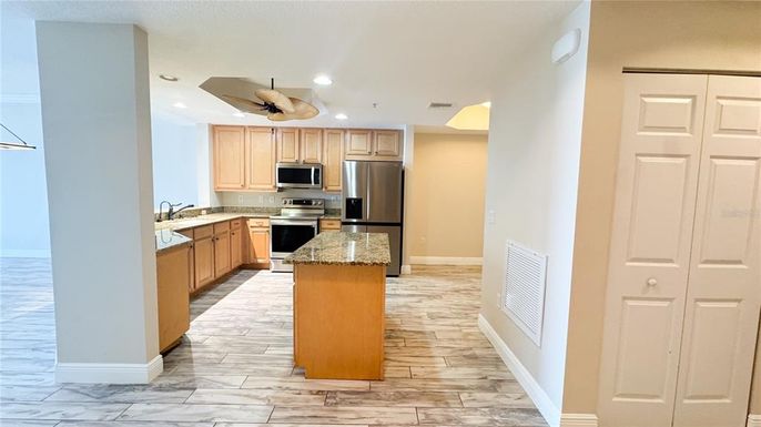 Interior, Kitchen, Marble, Recessed Lighting, Stainless Steel Appliances
