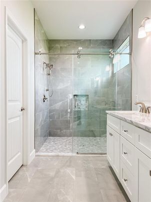 Bathroom, Glass Shower, Interior, Recessed Lighting