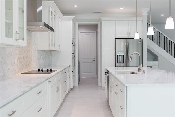 Interior, Kitchen, Pendant Lights, Recessed Lighting, Stainless Steel Appliances