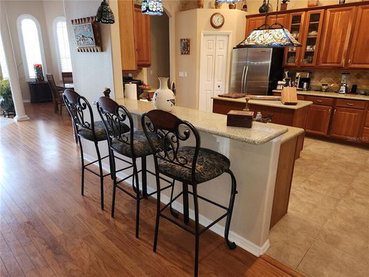 Interior, Kitchen, Pendant Lights, Stainless Steel Appliances, Wood Texture Flooring