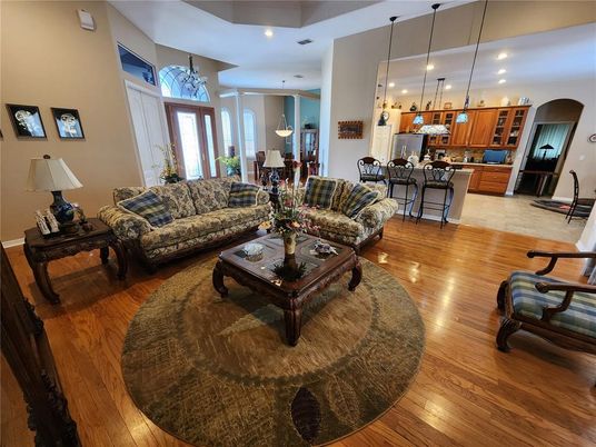 Interior, Kitchen, Living room, Pendant Lights, Recessed Lighting, Wood Texture Flooring