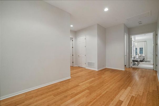 Empty room, Interior, Recessed Lighting, Wood Texture Flooring