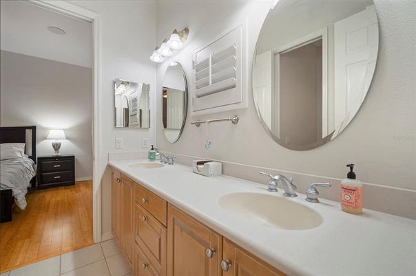 Bathroom, Dual Sink Vanities, Interior, Wood Texture Flooring