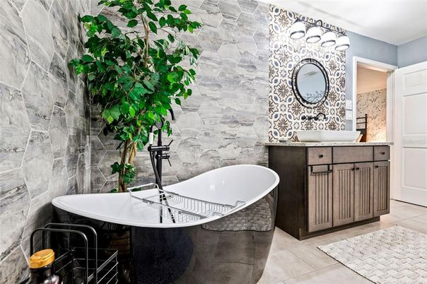 Bathroom, Free Standing Baths, Interior, Stone Walls
