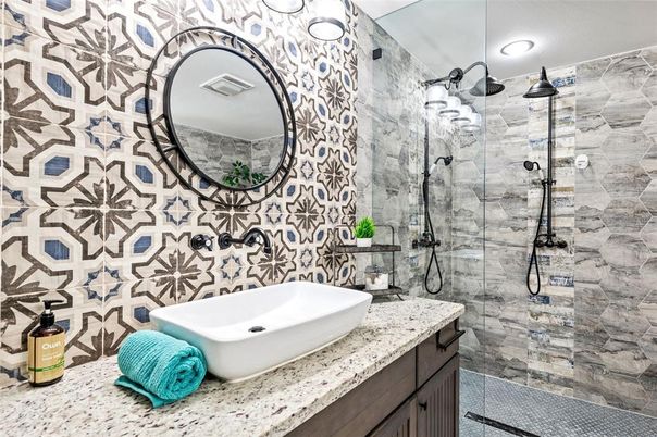 Bathroom, Glass Shower, Interior, Recessed Lighting