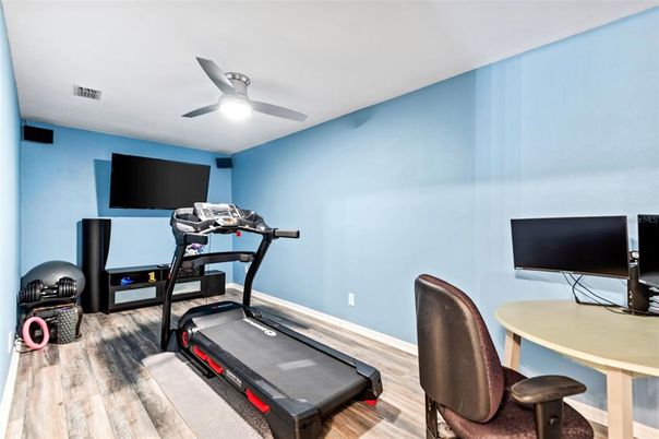 Fitness Equipment, Home Office, Interior, Wood Texture Flooring