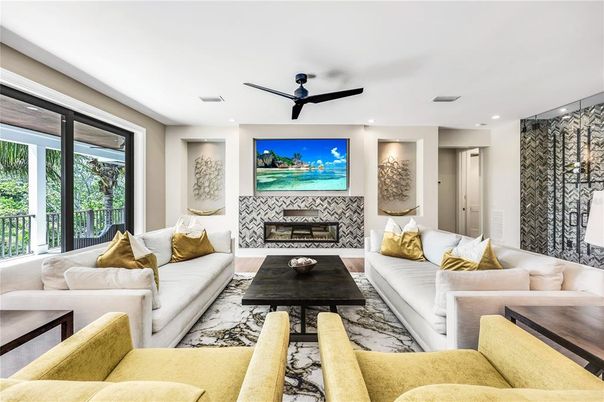 Fireplace, Interior, Living room, Recessed Lighting