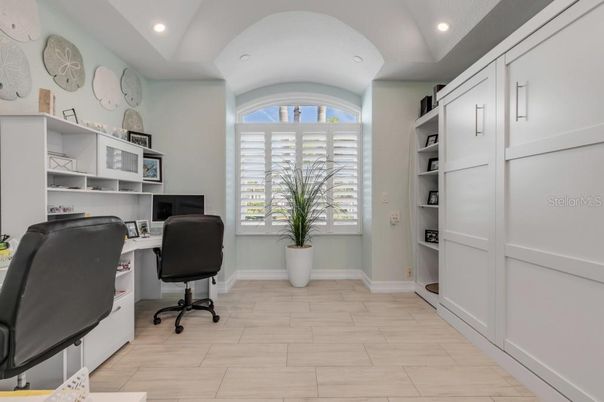 Home Office, Interior, Recessed Lighting, Wood Texture Flooring