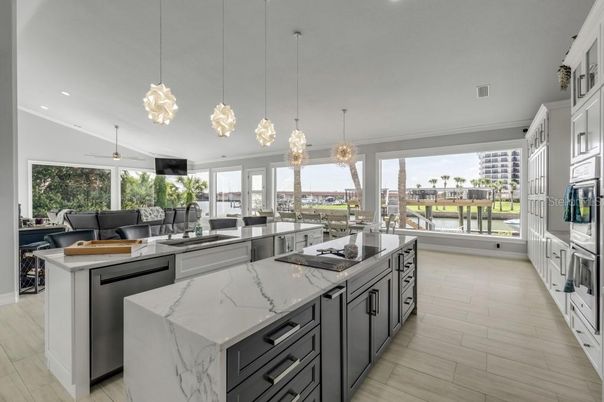 Interior, Kitchen, Pendant Lights, Recessed Lighting, Wood Texture Flooring