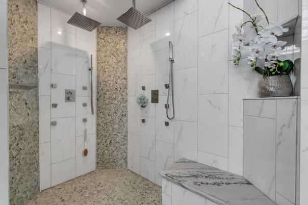 Bathroom, Glass Shower, Interior, Marble Walls