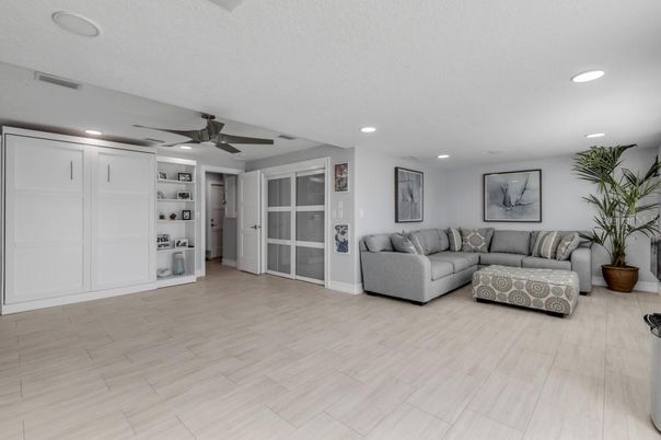 Interior, Living room, Recessed Lighting, Wood Texture Flooring