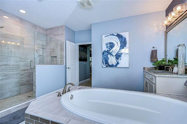 Bathroom, Glass Shower, Interior, Recessed Lighting