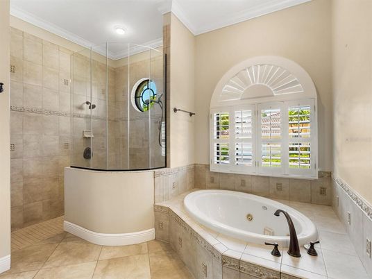 Bathroom, Glass Shower, Interior, Recessed Lighting