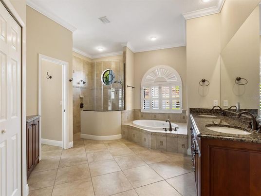 Bathroom, Dual Sink Vanities, Glass Shower, Interior, Recessed Lighting