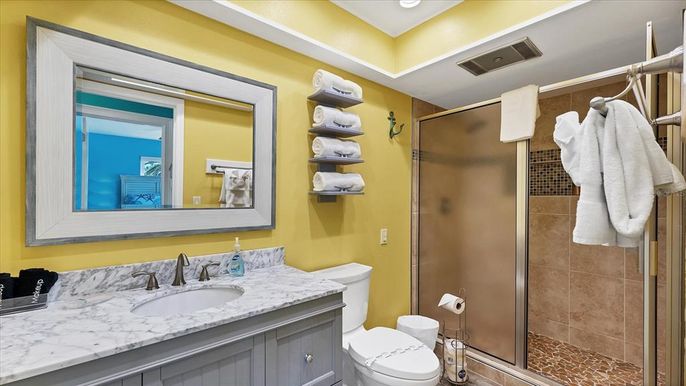 Bathroom, Glass Shower, Interior, Recessed Lighting