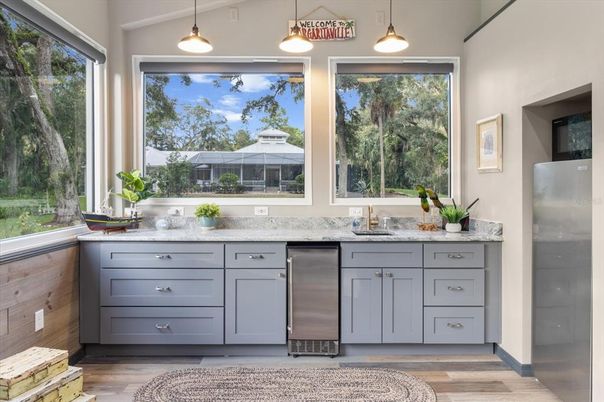 Interior, Kitchen, Pendant Lights, Wood Texture Flooring