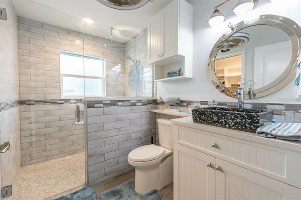 Bathroom, Glass Shower, Interior, Recessed Lighting