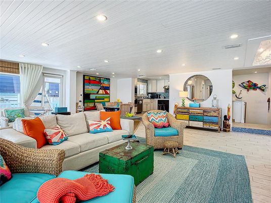 Interior, Kitchen, Living room, Recessed Lighting, Wood Texture Flooring