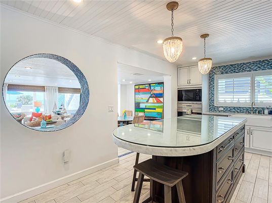 Interior, Kitchen, Pendant Lights, Recessed Lighting, Wood Texture Flooring