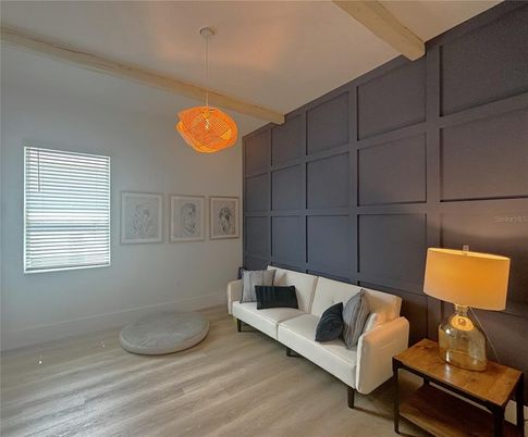 Interior, Living room, Pendant Lights, Wood Texture Flooring
