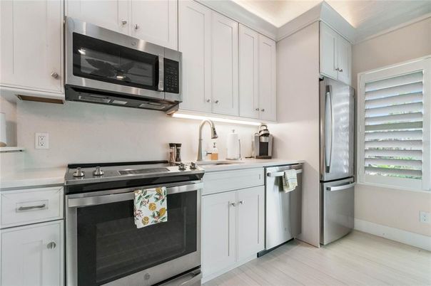 Interior, Kitchen, Stainless Steel Appliances, Wood Texture Flooring