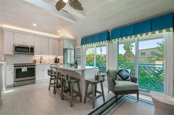 Interior, Kitchen, Recessed Lighting, Stainless Steel Appliances, Wooden Ceilings, Wood Texture Flooring
