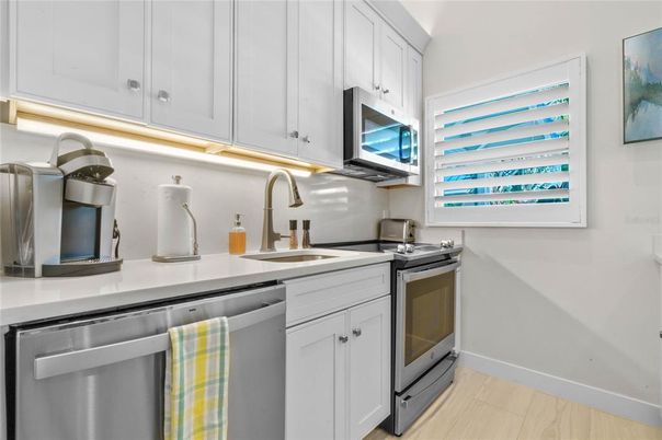 Interior, Kitchen, Stainless Steel Appliances, Wood Texture Flooring