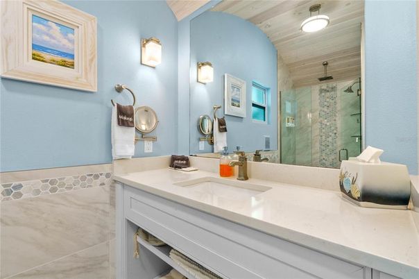 Bathroom, Glass Shower, Interior, Wooden Ceilings