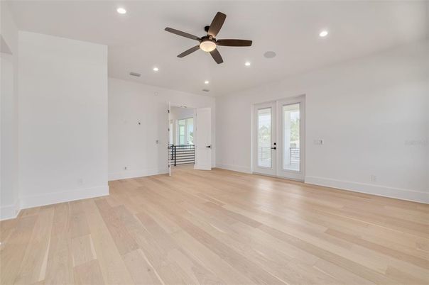 Empty room, Interior, Recessed Lighting, Wood Texture Flooring