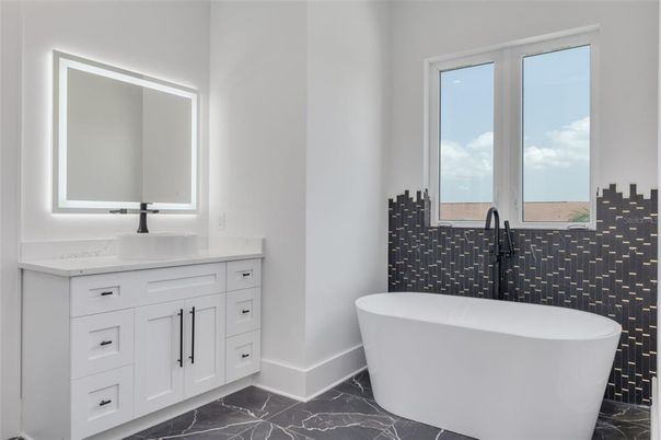 Bathroom, Dual Sink Vanities, Free Standing Baths, Interior, Marble
