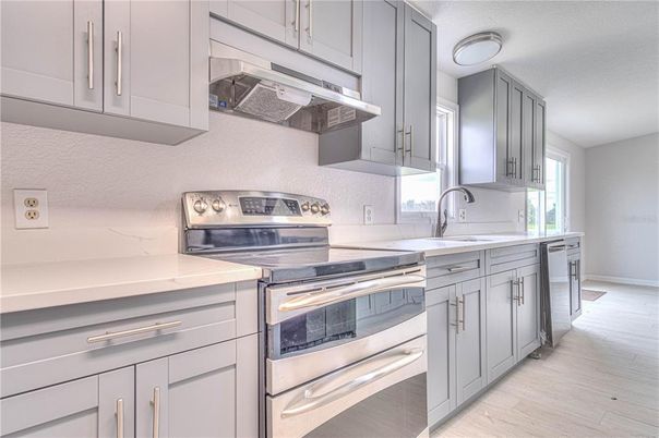 Interior, Kitchen, Stainless Steel Appliances, Wood Texture Flooring