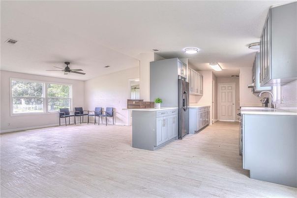 Interior, Kitchen, Recessed Lighting, Wood Texture Flooring