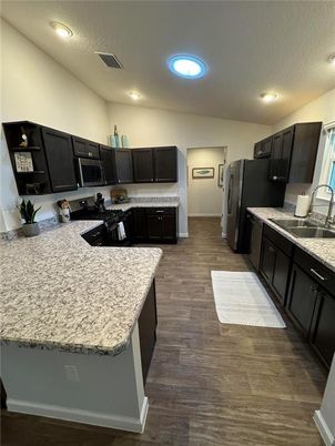 Interior, Kitchen, Recessed Lighting, Wood Texture Flooring