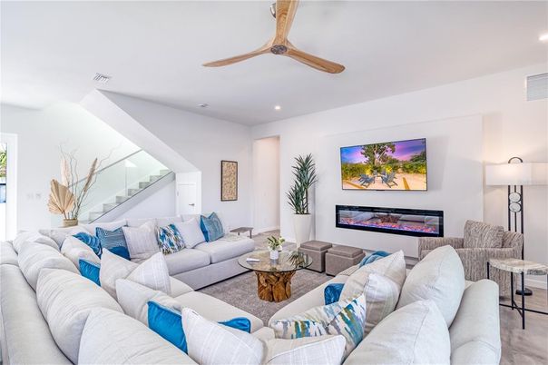 Fireplace, Interior, Living room, Recessed Lighting