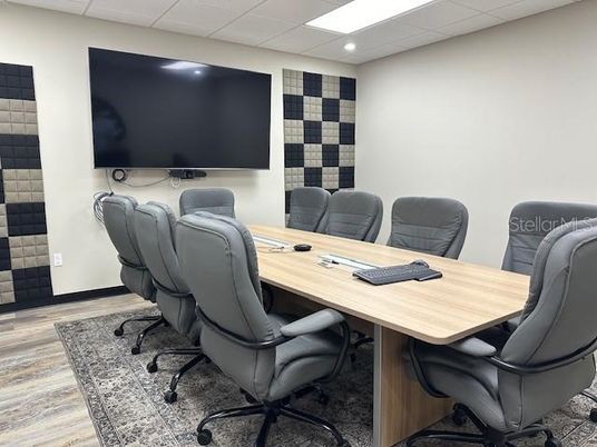 Home Office, Interior, Recessed Lighting, Wood Texture Flooring