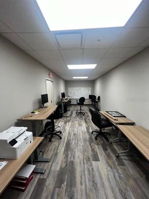 Home Office, Interior, Recessed Lighting, Wood Texture Flooring