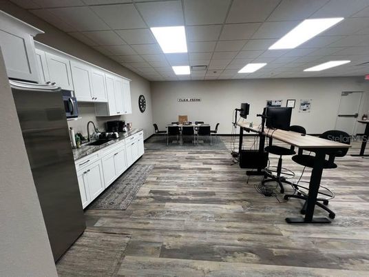 Dining room, Interior, Kitchen, Recessed Lighting, Wood Texture Flooring