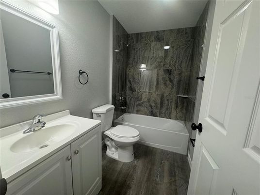 Bathroom, Interior, Marble Walls, Wood Texture Flooring
